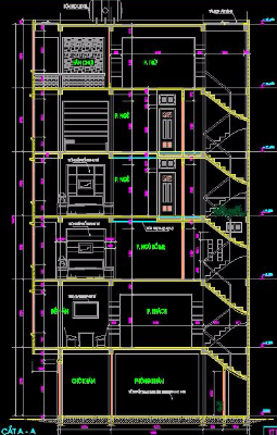 Bản vẽ cad nhà phố 6 tầng kiến trúc đẹp