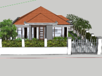 Biệt thự 1 tầng,model su biệt thự 1 tầng,biệt thự 1 tầng sketchup