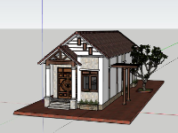 Biệt thự 1 tầng,biệt thự file su,sketchup biệt thự 1 tầng