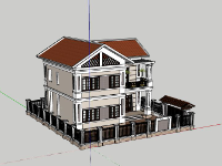 Biệt thự 2 tầng,model su biệt thự 2 tầng,file sketchup biệt thự 2 tầng