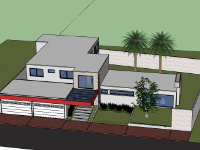 Biệt thự 2 tầng 27x25m model sketchup