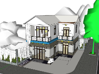 Biệt thự 2 tầng,model su biệt thự 2 tầng,file sketchup biệt thự 2 tầng