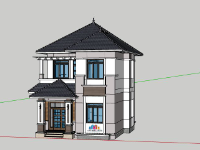 Biệt thự  2 tầng,biệt thự 2 tầng file su,file sketchup biệt thự 2 tầng