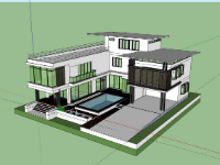 Biệt thự 3 tầng 18x18m file sketchup