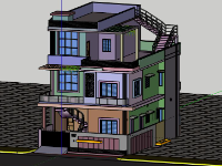 Biệt thự 3 tầng,model su biệt thự 3 tầng,file sketchup biệt thự 3 tầng