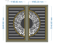 CNC cổng 2 cánh họa tiết lá đẹp