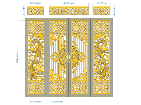 cổng 4 cánh,file cnc cổng 4 cánh cá chép,mẫu cổng 4 cánh cá chép