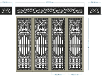 CNC mẫu cổng 4 cánh và ô thoáng đẹp dxf