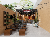 3dsmax quán cafe,diễn họa 3dsmax,retro bao cấp,thiết kế nội thất,thiết kế quán cafe