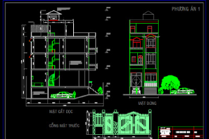 File autocad mẫu nhà phố 6x15m 