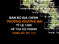File Cad Bản đồ địa chính phường Khương Mai, quận Thanh Xuân, tỷ lệ 1:200 - theo Hệ tọa độ VN2000