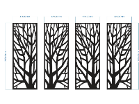 File cnc cổng 4 cánh họa tiết cây