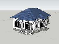 su biệt thự,sketchup biệt thự,su biệt thự 1 tầng,sketchup biệt thự 1 tầng