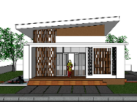 File sketchup biệt thự 1 tầng 8.5x8.6m