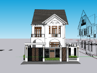 File sketchup biệt thự 2 tầng 8.7x16.1m