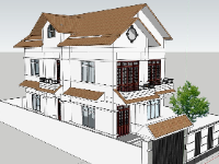 File sketchup biệt thự 2 tầng mới 7.5x13.5m