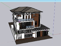 File sketchup biệt thự 3 tầng 11x11m