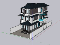 File sketchup biệt thự 3 tầng 7.1x19m