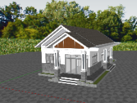 File sketchup nhà cấp 4 kích thước 7.2x12.1m