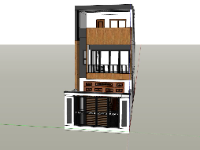 nhà phố 3 tầng,file sketchup nhà phố 3 tầng,thiết kế nhà phố hiện đại