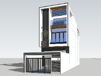 File sketchup nhà phố 3 tầng 5.4x19.5m