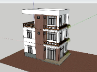 File sketchup nhà phố 3 tầng 6.4x8.3m