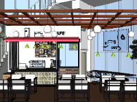 File sketchup nội thất quán cafe và bánh ngọt