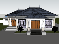 su biệt thự,sketchup biệt thự,biệt thự 1 tầng