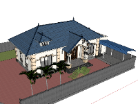 biệt thự 1 tầng,su biệt thự,sketchup biệt thự