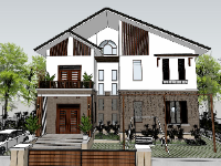 Mẫu 3d sketchup biệt thự 2 tầng đẹp