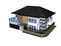 Mẫu biệt thự 2 tầng sketchup đẹp mắt