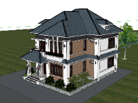 Mẫu biệt thự 2 tầng sketchup free