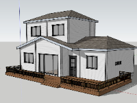 Mẫu nhà 2 tầng hiện đại model sketchup 6x11m