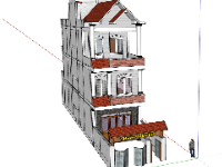 Mẫu nhà 3 tầng 5x18m file sketchup