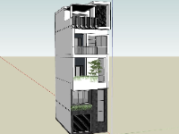 nhà lô phố 4 tầng,sketchup nhà phố,mẫu nhà phố đẹp