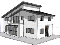 Mẫu nhà mái lệch 2 tầng model su 10x14m