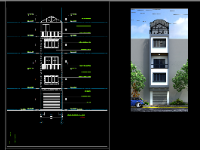 nhà 4 tầng,bản vẽ nhà phố 4 tầng,file cad nhà phố 4 tầng