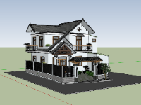 Mẫu sketchup biệt thự 2 tầng đẹp mắt