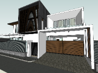 Mẫu sketchup biệt thự 2 tầng hiện đại mới nhất