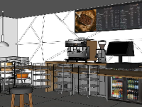 Mẫu sketchup nội thất quán cafe