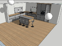thiết kế bếp đẹp,phòng bếp sketchup,model phòng bếp đẹp,file su phòng bếp