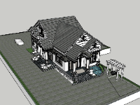 su biệt thự,sketchup biệt thự,su biệt thự 1 tầng