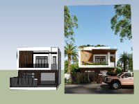 su biệt thự 2 tầng,sketchup biệt thự 2 tầng,su biệt thự,sketchup biệt thự