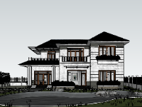 biệt thự 2 tầng,su biệt thự,sketchup biệt thự