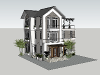 biệt thự 3 tầng,su biệt thự,sketchup biệt thự