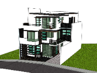 biệt thự 3 tầng,su biệt thự,sketchup biệt thự