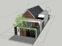 nhà 1 tầng,sketchup nhà 1 tầng,su nhà 1 tầng