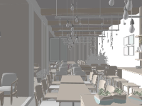 thiết kế nội thất quán cafe,model sketchup quán cafe,sketchup coffee