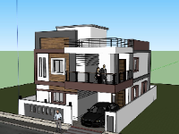 Model biệt thự 2 tầng 8x13m sketchup