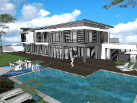 Model mẫu sketchup biệt thự 2 tầng